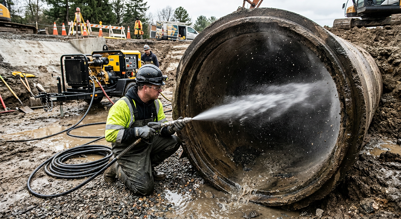 Hydrocurage haute pression pour débouchage de canalisation à Ermont